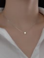 thumb 925 Sterling Silver Synthetic Crystal Square Minimalist Necklace 1
