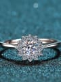 thumb Sterling Silver Moissanite Sun Flower Dainty Solitaire Engagement Rings 2