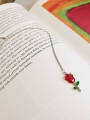 thumb 925 Sterling Silver Red Enamel Flower Cute Lariat Necklace 1