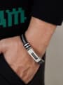 thumb Titanium Steel Artificial Leather Geometric Hip Hop Handmade Weave Bracelet 1