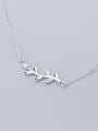 thumb 925 sterling silver simple fashion glossy Leaf Pendant Necklace 2