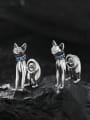 thumb 925 Sterling Silver Cat Vintage Stud Earring 2