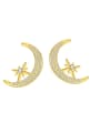 thumb Brass Cubic Zirconia Moon Trend Stud Earring 0