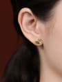 thumb 925 Sterling Silver Jade Swan Cute Stud Earring 1