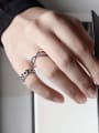 thumb 925 Sterling Silver With Platinum Plated Simplistic Cross Free Size Rings 1
