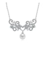 thumb Copper Cubic Zirconia Flower Trend Necklace 0