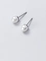 thumb 925 Sterling Silver Imitation Pearl Ball Minimalist Stud Earring 2