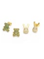 thumb Brass Cubic Zirconia Rabbit Cute Stud Earring 0