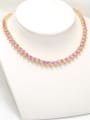 thumb Brass Cubic Zirconia Pink Heart Necklace 1