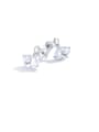 thumb 925 Sterling Silver With White Gold Plated Minimalist Leaf Stud Earrings 2