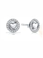 thumb 925 Sterling Silver Cubic Zirconia Heart Classic Stud Earring 2