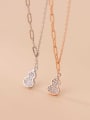 thumb 925 Sterling Silver Cubic Zirconia Hook Minimalist Necklace 1