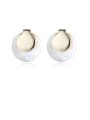 thumb 925 Sterling Silver Shell White Round Minimalist Stud Earring 0