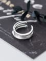 thumb 925 Sterling Silver Minimalist Fashion Multi-layer lines Irregular Free Size Ring 1