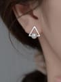 thumb 925 Sterling Silver Imitation Pearl Triangle Minimalist Stud Earring 1
