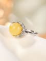 thumb 925 Sterling Silver Amber Round Vintage Band Ring 2