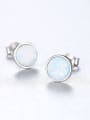 thumb 925 Sterling Silver Opal Multi Color Round Minimalist Stud Earring 4