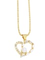 thumb Brass Imitation Pearl Heart Trend Necklace 2