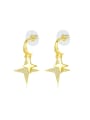 thumb Brass Cubic Zirconia Star Minimalist Cross Drop Earring 0