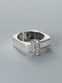thumb 925 Sterling Silver Cubic Zirconia Geometric Minimalist Band Ring 0