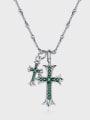thumb 925 Sterling Silver Cubic Zirconia Cross Vintage Necklace 0