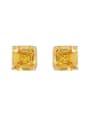 thumb Brass Cubic Zirconia Square Luxury Stud Earring 4