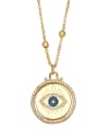 thumb Brass Cubic Zirconia Evil Eye Heart Vintage Necklace 1