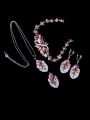 thumb Brass Cubic Zirconia Luxury Leaf   Ring Earring Braclete And Necklace Set 2