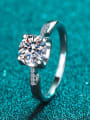 thumb Sterling Silver Moissanite Square Dainty Solitaire Engagement Rings 2