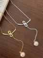 thumb 925 Sterling Silver Bowknot Minimalist Lariat Necklace 4