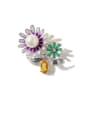 thumb Copper Cubic Zirconia Multi Color Enamel Flower Dainty Brooches 0