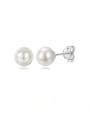 thumb 925 Sterling Silver Imitation Pearl Round Minimalist Stud Earring 2