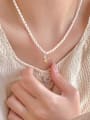 thumb 925 Sterling Silver Freshwater Pearl Flower Vintage Beaded Necklace 1