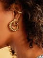 thumb Brass Twist Geometric Ethnic Hoop Earring 1