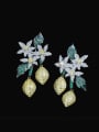 thumb Brass Cubic Zirconia Flower Statement Cluster Earring 2