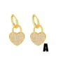 thumb Brass Cubic Zirconia Heart Hip Hop Huggie Earring 1