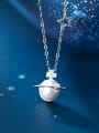 thumb 925 Sterling Silver Minimalist  Imitation Pearl White Ball  Pendant  Necklace 0