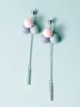 thumb 925 Sterling Silver Multi Color Bead Trend Threader Earring 0