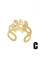 thumb Brass Cubic Zirconia Leaf Hip Hop Band Ring 4
