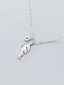 thumb 925 sterling silver simple fashion Diamond Leaf  Pendant necklace 2