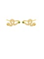 thumb Brass Cubic Zirconia Snake Vintage Stud Earring 0