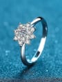 thumb 925 Sterling Silver Moissanite Flower Classic Band Ring 3