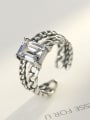 thumb 925 Sterling Silver Square cubic zirconia. Antique twist chain band ring 2