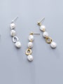 thumb 925 Sterling Silver Imitation Pearl  Round Trend Drop Earring 2
