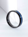 thumb Titanium Enamel Blue Round Minimalist Band Ring 1