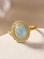 thumb 925 Sterling Silver Aquamarine Oval Vintage Band Ring 0