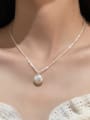 thumb 925 Sterling Silver Freshwater Pearl Geometric Minimalist Necklace 1