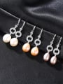 thumb 925 Sterling Silver Freshwater Pearl Hollow Geometric Classic Hook Earring 2