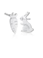 thumb 925 Sterling Silver  Minimalist  Cartoon  cute bunny radish Stud Earring 0