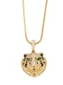 thumb Brass Cubic Zirconia  Vintage Tiger Hand Penant Necklace 2